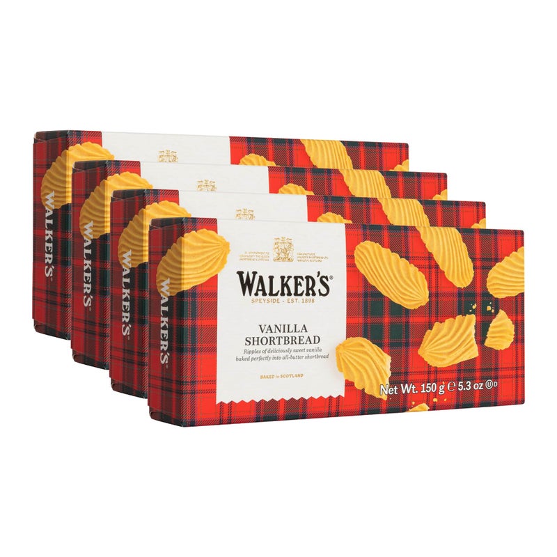 Walker's بسكويت وولكرز بالفانيليا، بسكويت زبدة نقي، علبة 5.3 أونصة (عبوة من 4) - Image 1
